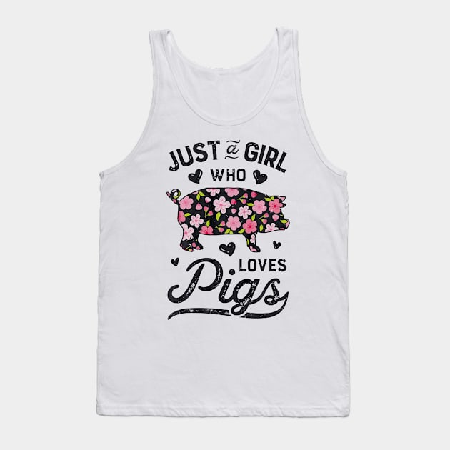 Pig Shirts for Girls Women Kids Just a Girl who Loves Pigs Tank Top by williamarmin